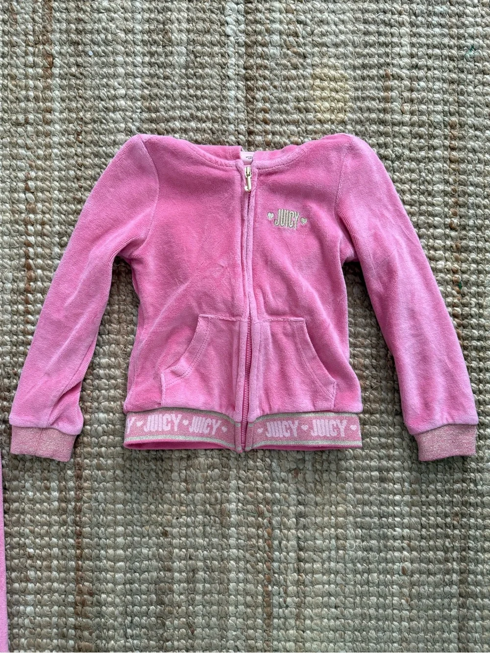 Juicy Couture Girls Pink Velour Tracksuit Set 4T Hoodie Joggers Matching
